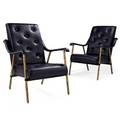 Jacques adnet 1901  1984 pair of armchairs france 1950s stitched leather brass unmarked 35 12 x 26 x 30