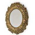 C jere artisan house mirror los angeles ca 1980s brass bronze steel mirrored glass unmarked 34 dia