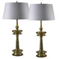 James mont 1904  1974 james mont design pair of table lamps new york 1950s turned and gilded wood paper shades two sockets patinated metal unmarked overall 37 x 19 dia