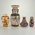 Asian vases four 20th c glazed earthenware one with bronze mounts some marked tallest 17 12