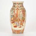 Japanese satsuma enameled vase decorated with panels depicting noblemen 19th20thc unsigned 14 12 x 7