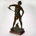 mile louis picault french 18331915 bronze of warrior sheathing his sword post pugnam after the fight inscribed e picault 32 x 13 12 x 15