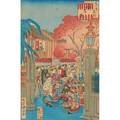 Japanese woodblock prints early 20th c one later reproduction of utagawa hiroshige from 100 views of edo two prints from meiji period all framed largest 13 12 x 9 sheet