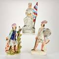 Staffordshire three figures england 19th c depictions of william wallace a french monarch and a highland shepherd unmarked tallest 16 12