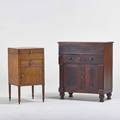Two mahogany commodes 19th c larger 34 14 x 29 14 x 16 12