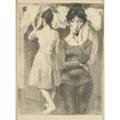 Raphael and moses soyer american 189919871974 two lithographs of women by raphael soyer one titled dressing room both framed both signed and numbered ap together with moses soyer charcoa