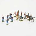 Heyde attr 111 toy soldiers in various uniforms germany mid20th c painted lead includes 83 riflemen in shooting position 26 cavalrymen all but three mounted etc unmarked tallest 3