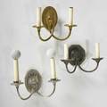 Traditional lighting six pieces 20th c three glass globe fixtures and three twoarm wall sconces electrified largest 14 x 8