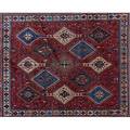 Hamadan design wool area rug with medallion pattern handtied late 20th c 71 x 59
