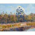 Nina zbanduto russian 18941988 oil on masonite waters edge landscape framed signed 16 x 19 78