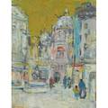 Robert coutelas french 19301985 oil on linen place de leglise 1969 framed 16 18 x 13