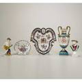 European asian porcelain five pieces 19th20th c including chinese export armorial shieldform tray samson shellform tray meissen bust etc most marked tallest 9