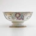 Porcelain punch bowl transfer decorated hand colored 19th20th c england unmarked 9 x 18 12