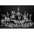 Baccarat  swarovksi etc forty pieces of crystal including baccarat decanter and sugar bowl swarovski clown figurine and paperweights set of eight goblets set of six wine glasses ten knife res