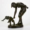 After otto pitz german 18761934 bronze of woman and faun on marble base mid 20th c signed 14 12 x 6 x 16