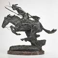 After frederick remington cheyenne bronze on marble base 20th c signed 22 x 24 x 9