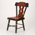 Decorative childs chair with painted and stenciled decoration new england 19th c mixed wood unmarked 20 x 12 12 x 9 34