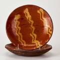 American redware two slipdecorated plates usa 18th  19th c unmarked 8 14 dia