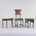 Traditional furniture group four pieces 19th c  pembroke dropleaf table hepplewhite card table country washstand sewing table mixed woods game table 29 12 x 35 14 x 17