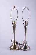 MidCentury Brushed Metal Lamps Pair