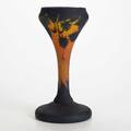 Richard cameo glass bud vase with vines on orange ground france early20th c marked richard and sticker label richard  paris 7 x 3 12 dia