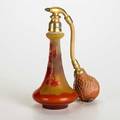 Galle perfume atomizer with orange flowers on a yellow ground france late19th c cameo glass and gilt metal marked galle 6 x 4 12 x 2 34
