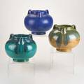Fulper three threehandled jars usa ca 19281935 glazed earthenware three horizontal diestamped marks 7 12 x 9 dia