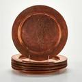 Copper chargers set of sixteen with tulip decoration 20th c unmarked each 10 34 dia