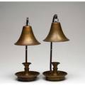 Bradley  hubbard pair of patinated metal candle sconces with smoke caps new york late19thearly20th c stamped bradley  hubbard mfg co  629b 14 14 h x 6 12 dia