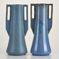 Fulper pair of twohandled vasekraft vases one in crystalline glaze flemington nj ca 19101916 glazed earthenware one rectangular ink mark taller 11