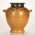 Fulper twohandled hammered urn flemington nj ca 19161922 cats eye glaze earthenware vertical diestamped mark 12 x 8  dia