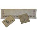 Arts and crafts textiles three embroidered linens ca 1910 valence table cover small pillowcase unmarked largest 23 x 82