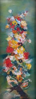Karole Andre Abstract Floral Oil on Canvas