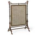 Tiffany studios attr fire screen opalescent glass patinated metal unmarked 38 12 x 27 x 13 34