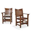 Gustav stickley two vback armchairs eastwood ny ca 190508 two different red decals one has partial label 38 x 26 x 21