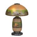 Pittsburgh adjustable table lamp with lighting base painted greek frieze ca 1915 obverse and reversepainted glass patinated metal three sockets stamped 1504 20 12 x 14