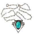 Kalo pendant chicago il ca 1910 sterling silver turquoise stamped sterling kalo pendant 1 12 x 1 14 chain 17