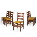 Gustav stickley set of six ladderback chairs with rush seats eastwood ny ca 1905 red decals 36 x 17 x 19