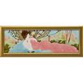 Carl luber 1863  1934 johann von schwarz art nouveau tile with reclining maiden germany ca 1900 framed incised 4997 tile 4 34 x 14 12