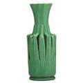 Teco rare vase reticulated with multiple leaf handles mattegreen glaze terra cotta il ca 1905 stamped teco 11 34 x 4 12