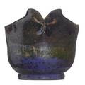 George ohr 1857  1918 pinched vessel black purple and green glaze biloxi ms 18981910 script signature 4 12 x 4 14 published ellison george ohr art potter pl 106 provenance the