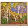 Gustave baumann american 18811971 color woodblock print aspen red river santa fe nm framed and matted chop mark artists signature titled and numbered 25100 image 9 x 10 12