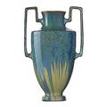 Fulper tall rare urn blue and ivory flambe glaze flemington nj 191622 raised racetrack mark 14 12 x 9