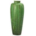Grueby rare floor vase carved with leaves and buds curdled green glaze boston ma ca 1900 unmarked 26 x 11 12 published montgomery the ceramics of william h grueby 1993 plate lxiii