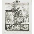 Andre thomkins swiss 19301985 two works of art sous champignons 1974 lithograph signed dated titled and numbered 3750 20 34 x 14 78 sheet untitled ombilical 1973 etching and aq