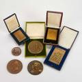 Bronze medallions seven souvenir de la mobilisation 1914 g willerme humorous wwi bronze g willerme 19141915 gilt bronze wwi french victory henry nocq 50th anniversary of the banque de paris et