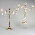 Pair of sheffield plate candelabra ca 1900 square columns in the adams style three lights detachable 20