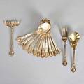 Gorham and manchester silver flatware fourteen pieces thirteen gorham chantilly utensils includes 11 teaspoons 6 sugar shell 6 dessert fork 6 manchester sardine fork 5 12 15 ot