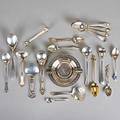Silver utensils and souvenirs 19th20th c american and foreign silver includes french napoleon handled spoon silverplated spoon silver 111 ot