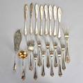 Silver flatware germany ca 1900 twenty items eighteen piece fish service for 8 by mh wilkens  sohne some with crowned monogram ck parcel gilt sugar sifter by bruckmann  sohne unidentified